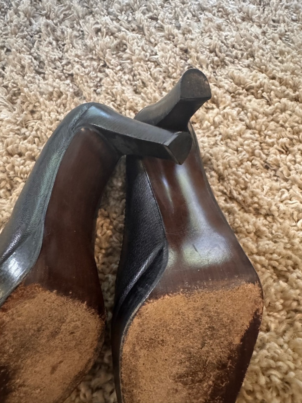 STUART WEITZMAN Platform Pumps Black Leather Stiletto Heel Spain 10 M - Picture 5 of 8